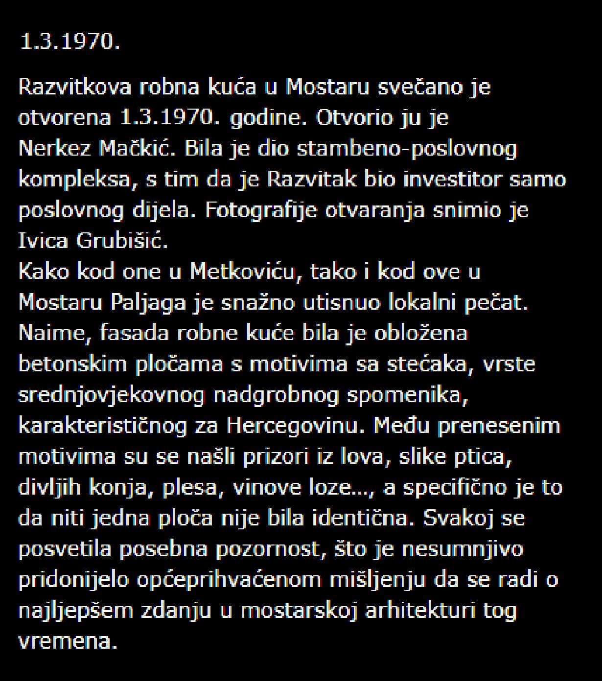 Robna Kuća Razvitak Prvi Dan Otvaranja 01.03.1970. Godine – 🏺 Mostar ...